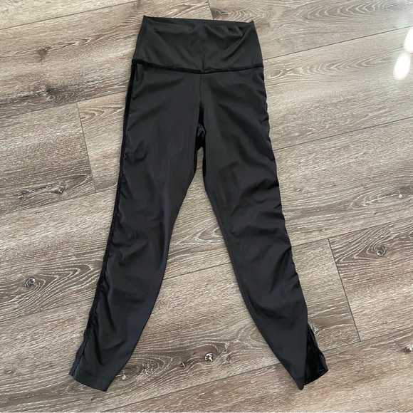 NIKE Yoga High Rise Velour Stripe Tights Size Small Black - Picture 4 of 11